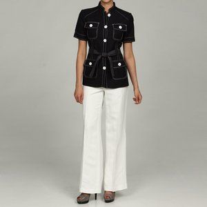 Calvin Klein Women's Navy & White Pantsuit Size: 4